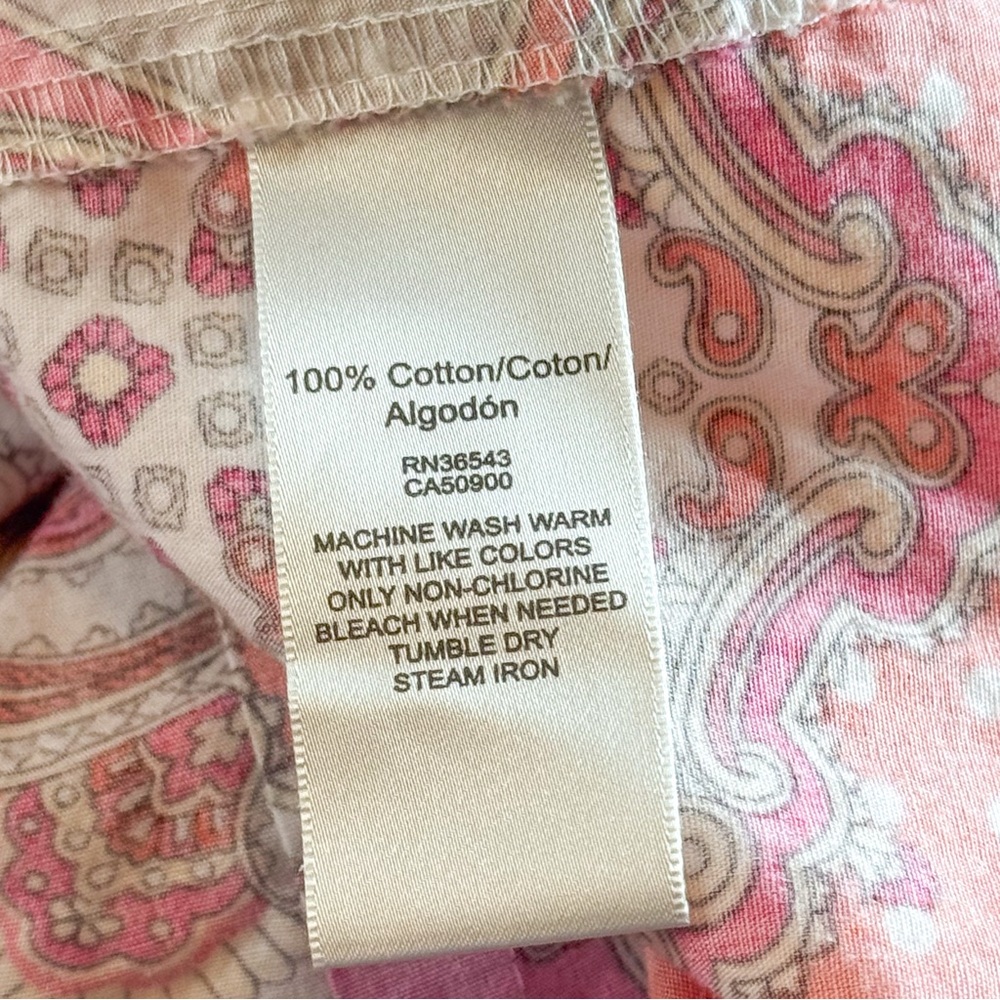 Van Heusen Patchwork Paisley Button Front Shirt XL Red Pink Cotton - Picture 14 of 14